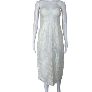 Lulus White This Day Strapless Underwire Jacquard Cocktail Dress - Size Small